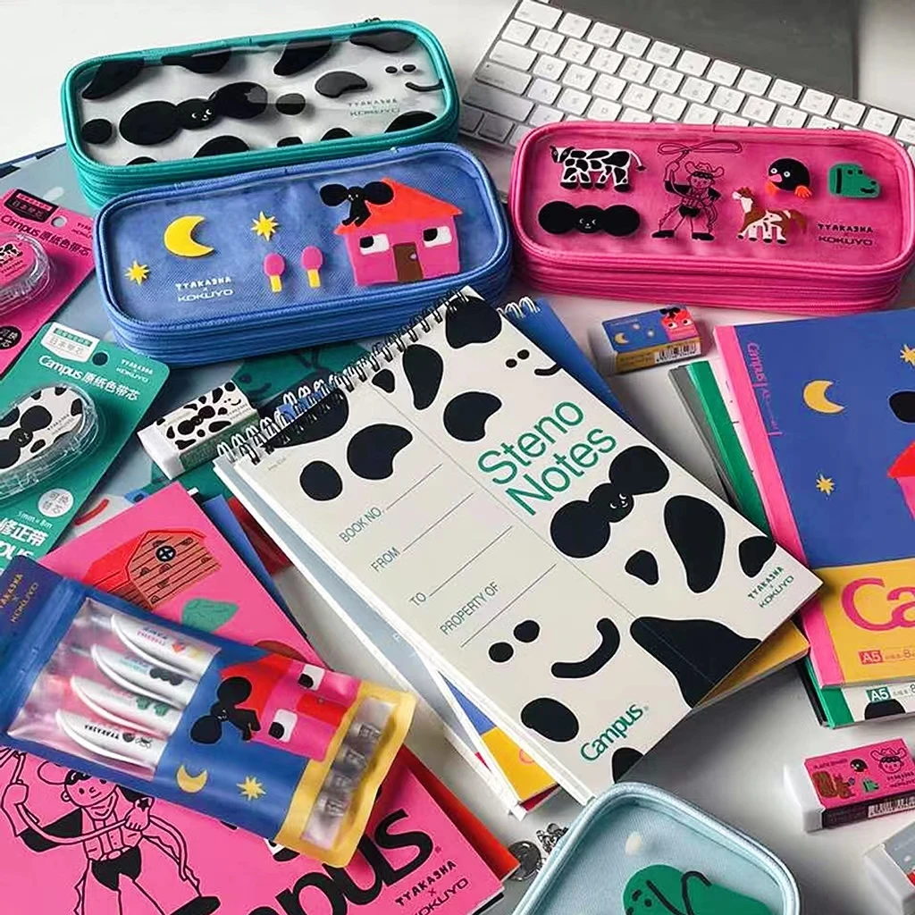 TYAKASHA塔卡沙联名可爱文具笔记本上翻本线圈本修正带橡皮笔