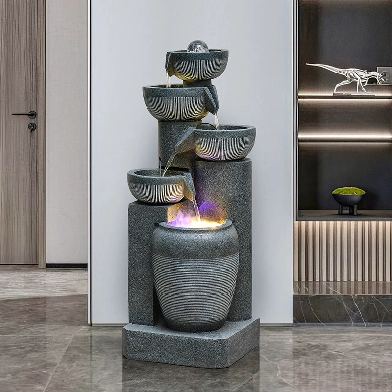 欧式室内流水喷泉摆件客厅玄关循环水景观装饰简约轻奢水景观送礼