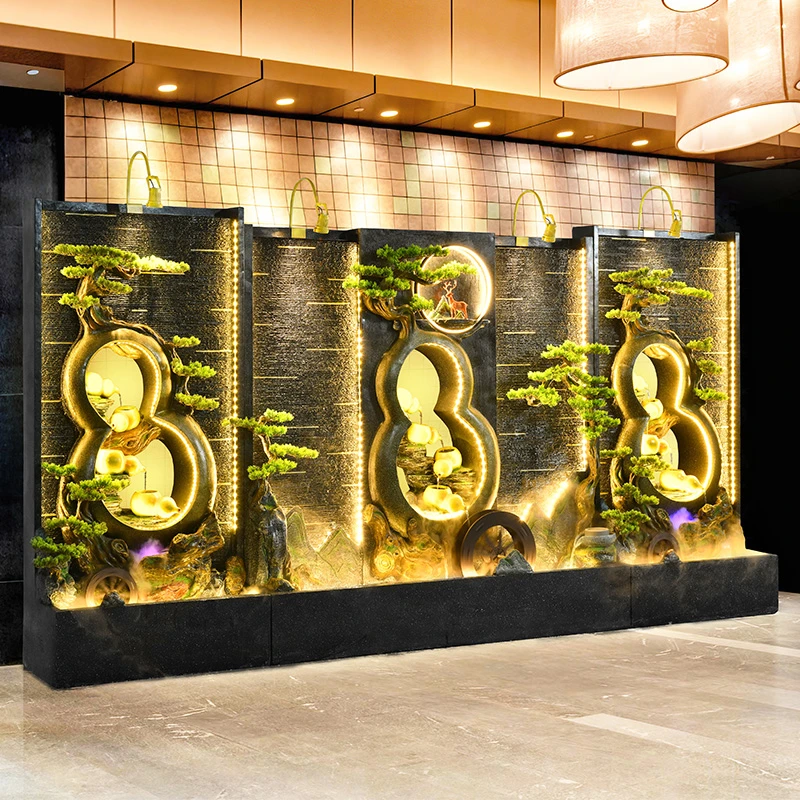 水幕墙假山流水喷泉酒店公司水景装饰别墅花园庭院定制送礼循环水