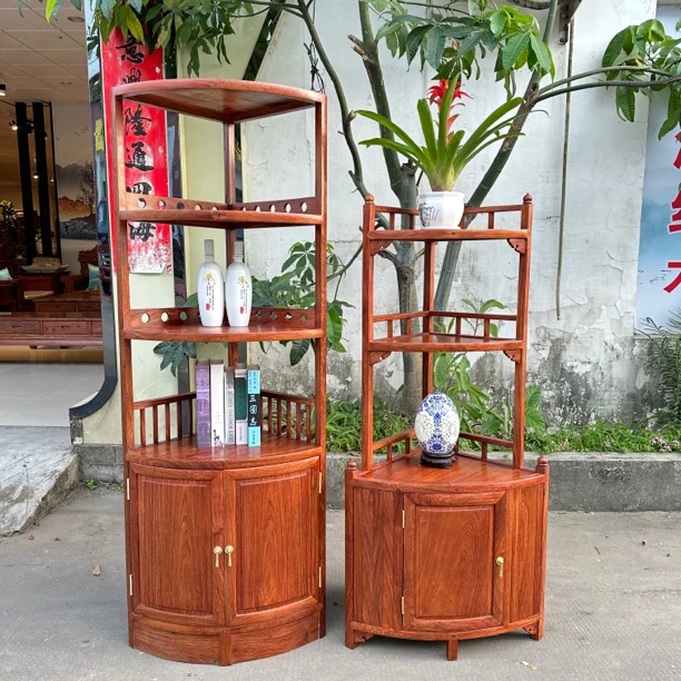 《江濠》刺猬橴檀各种角柜花架置物架客厅三角形储物架转角柜新中式