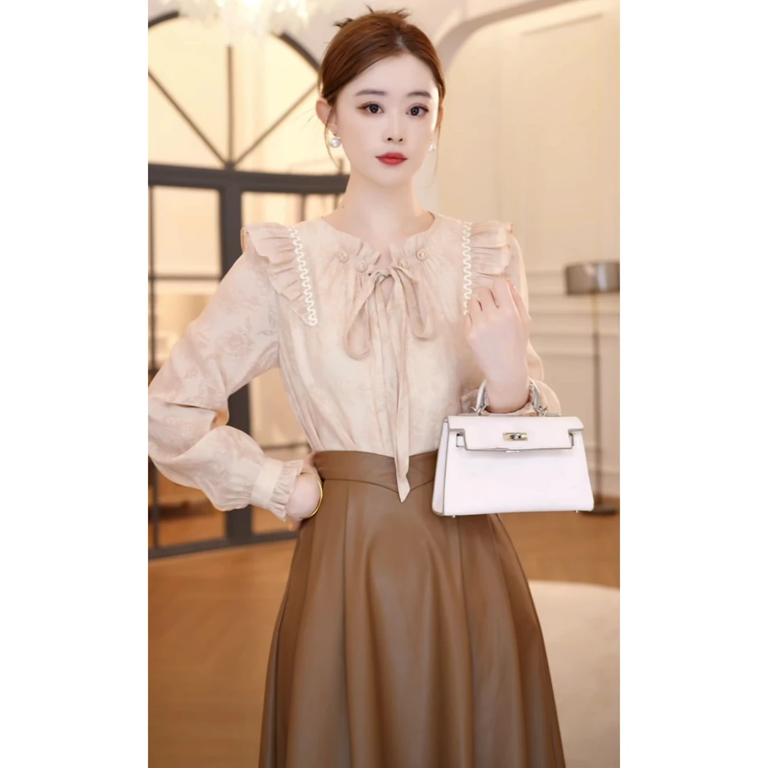 【嘉嘉JIANG】桐叶秋声 法式时尚小众衬衫/洋气半裙 XJ243A3082