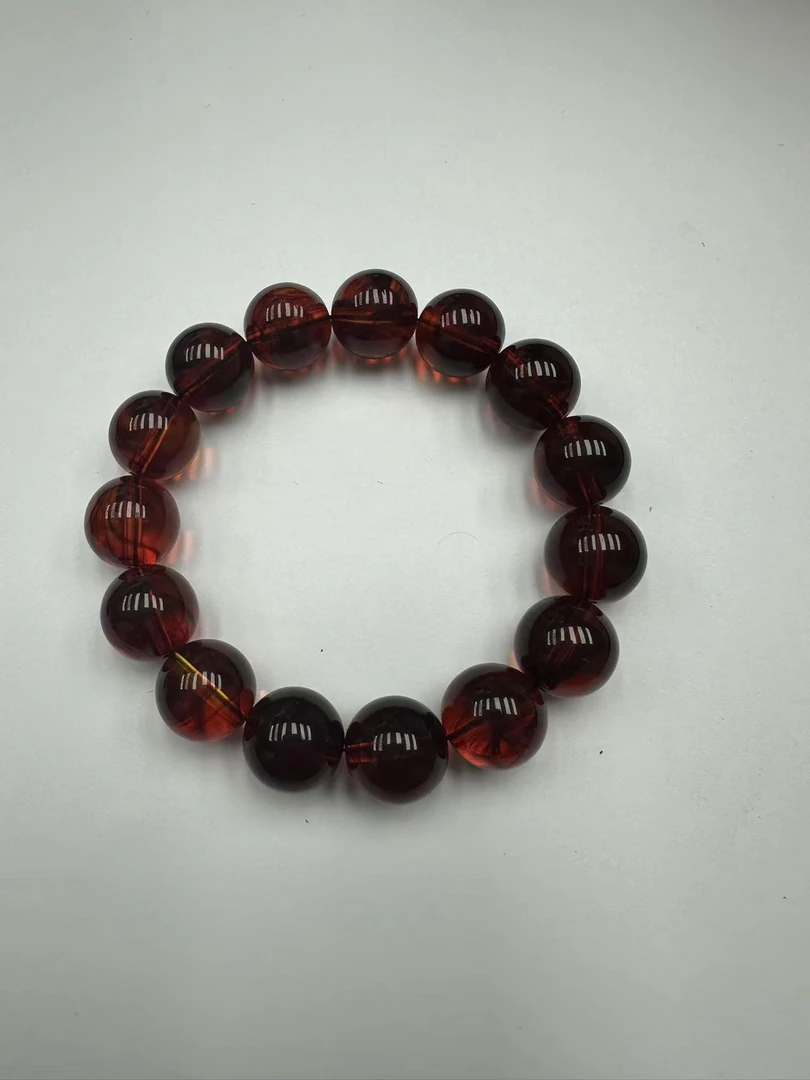 s23时尚金丝血虫珀珀单圈手串