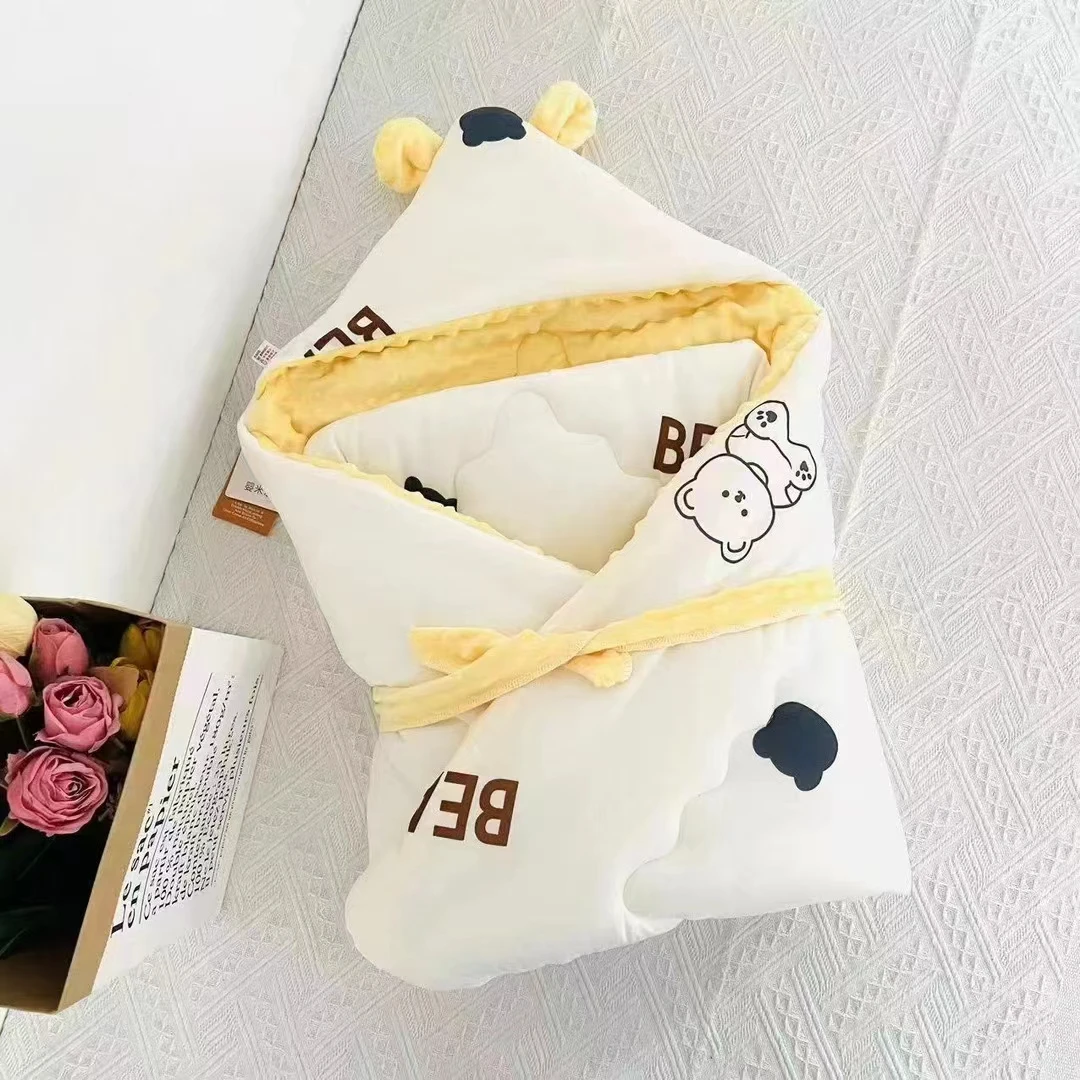 新生儿针织棉豆豆安抚抱被（厚款薄款/2条装)婴儿新生儿包被