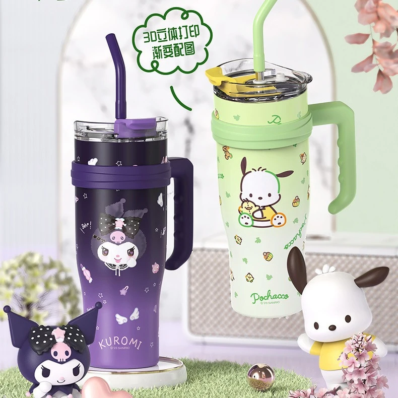 新款三丽鸥巨无霸冰霸杯 高颜值大容量便携手柄杯保温杯吸管爆款