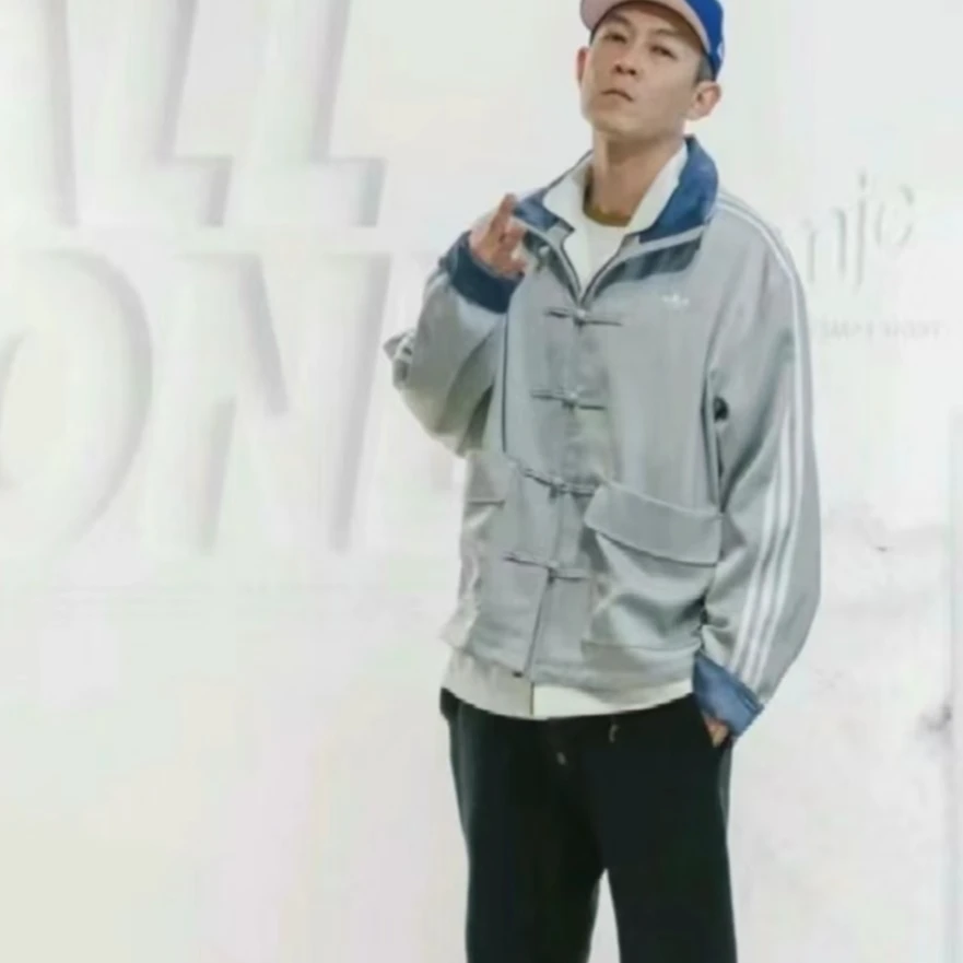 Adidas三叶草SATIN TRACK TOP 新中式唐装盘扣运动夹克外套JV9256