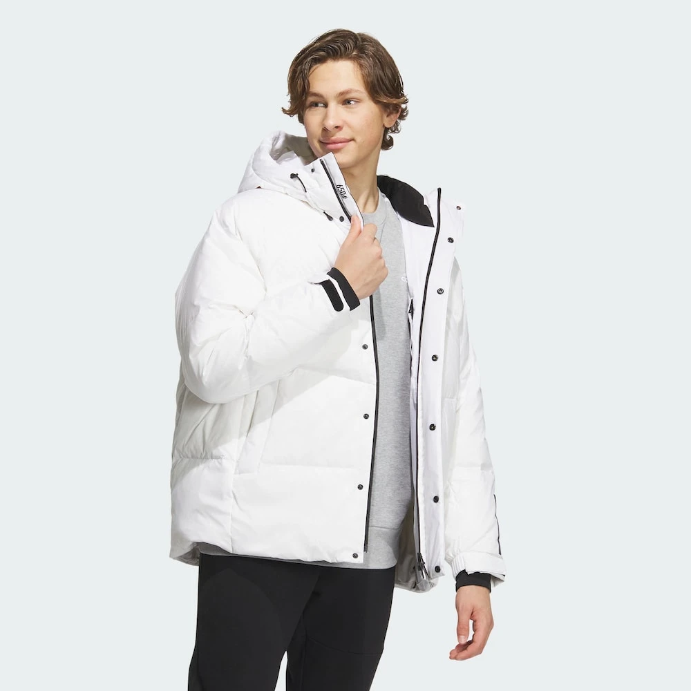Adidas冬季保暖男女同款运动休闲防寒650蓬连帽鹅绒羽绒服 IL8925