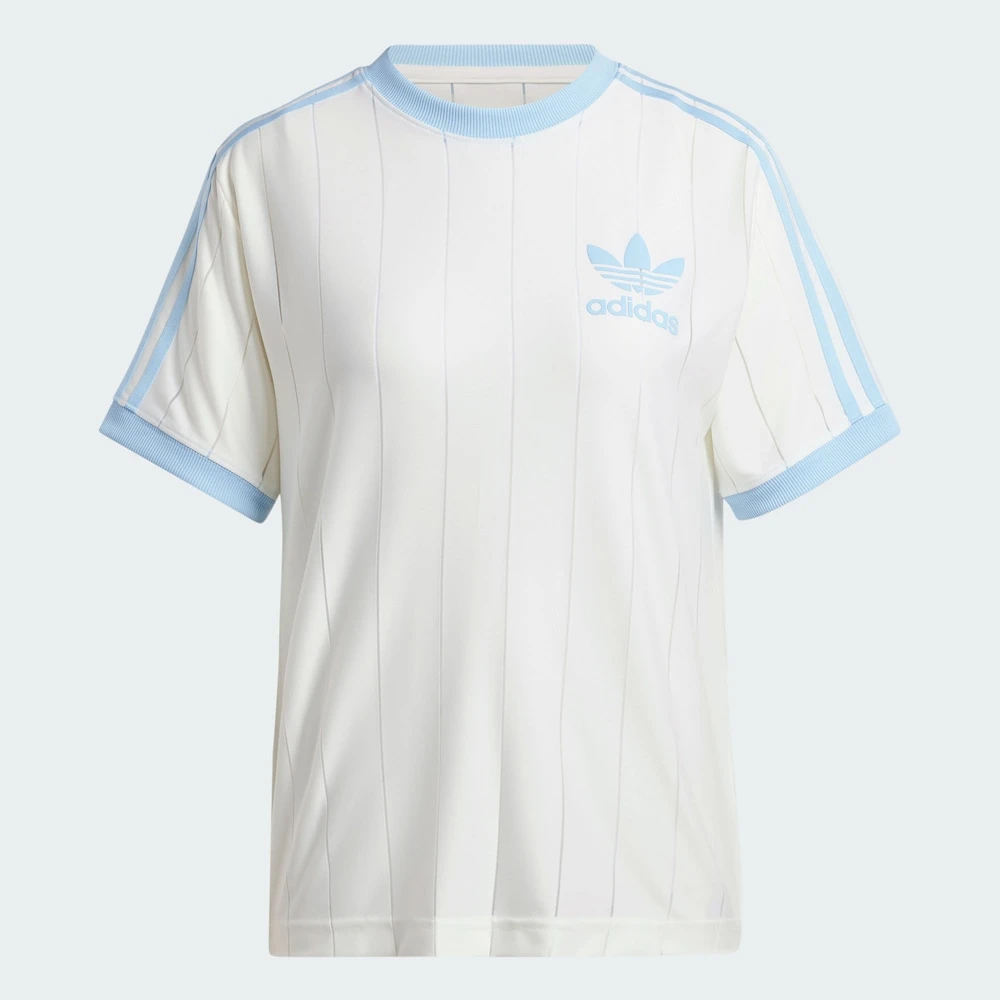 Adidas三叶草休闲复古夏季运动条纹短袖圆领T恤   IR7469