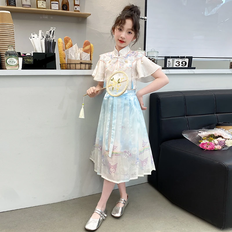 女童夏装马面裙套装2024新款儿童夏天中国风汉服女孩夏季古装裙子