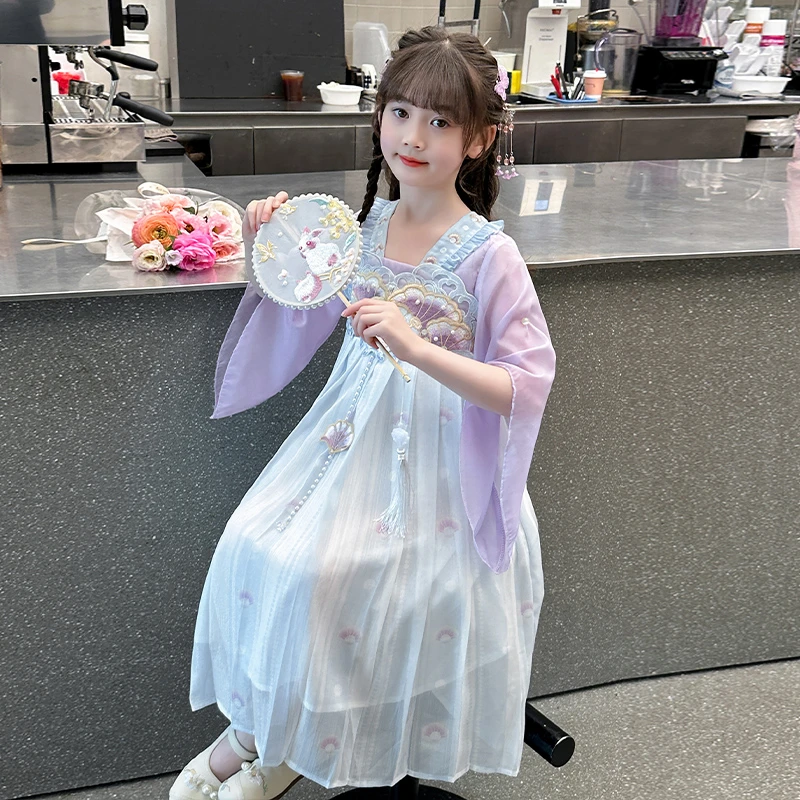 汉服女童夏款连衣裙2024新款儿童裙子古风夏季唐装超仙襦裙中国风