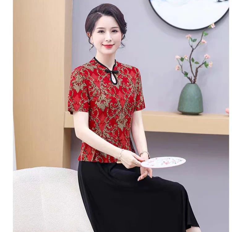 连衣裙大码妈妈装显瘦气质时尚夏季复古1260
