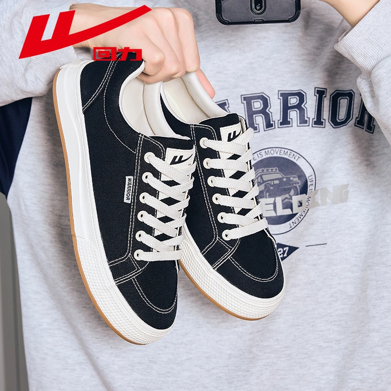 回力帆布鞋男2025夏季新款低帮平底休闲运动黑色百搭透气情侣板鞋