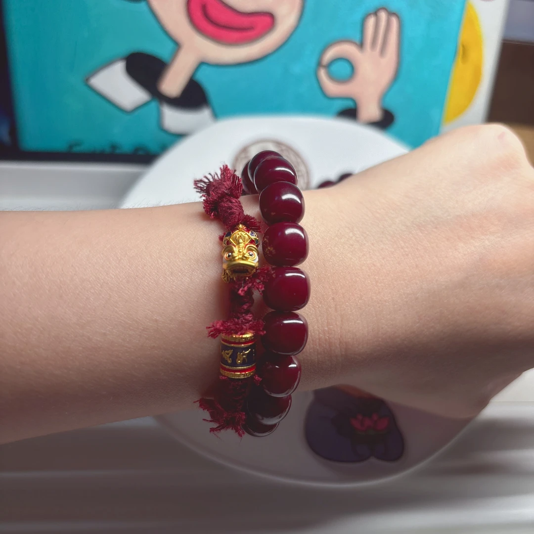 【车厘子桶珠】卡12老型朱供酒红色菩提手串高油高密菩提念珠