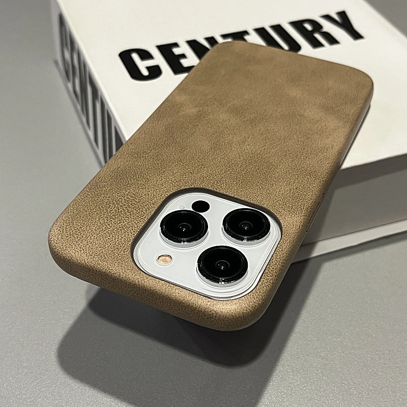韩国ins卡其色复古纹适用iPhone15Promax苹果14手机壳13新款11/12