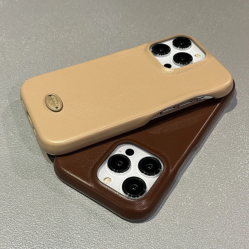 高档纯色皮质适用iPhone15Promax苹果13手机壳14全包11新款12防摔