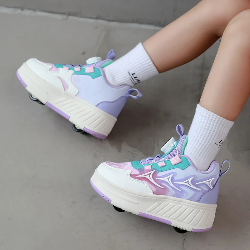 女童暴走鞋春秋2025新款儿童四轮滑行代步溜冰鞋中大童运动滑轮鞋