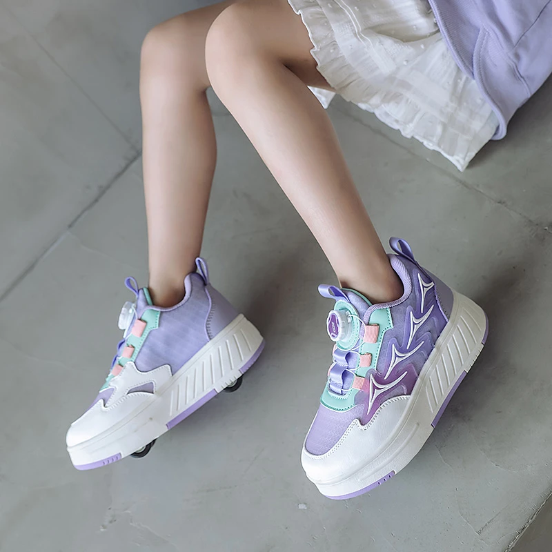 儿童暴走鞋女童四轮秋季2024新款儿童运动滑轮鞋男孩溜冰鞋带轮子