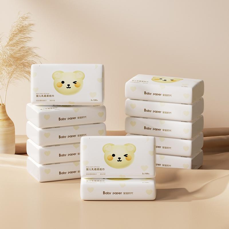 宝宝时代婴儿乳霜柔纸巾100抽40包婴儿纸巾超柔云柔巾保湿纸母婴-2