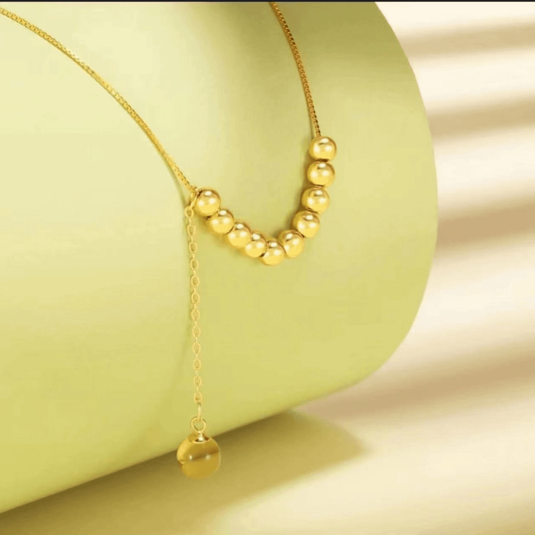 【太太正品】足金金珠蓝珀十全十美圆珠项链【QDZ103】