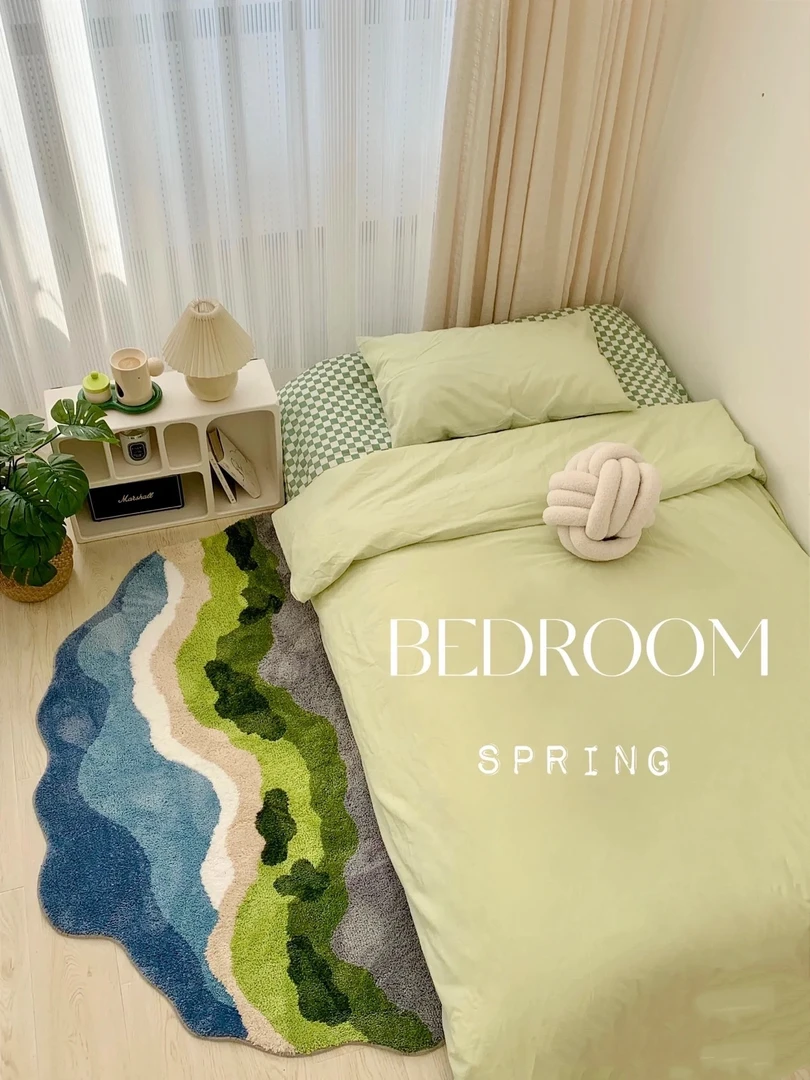 山水画床边垫、沙发、客厅装饰垫80X180