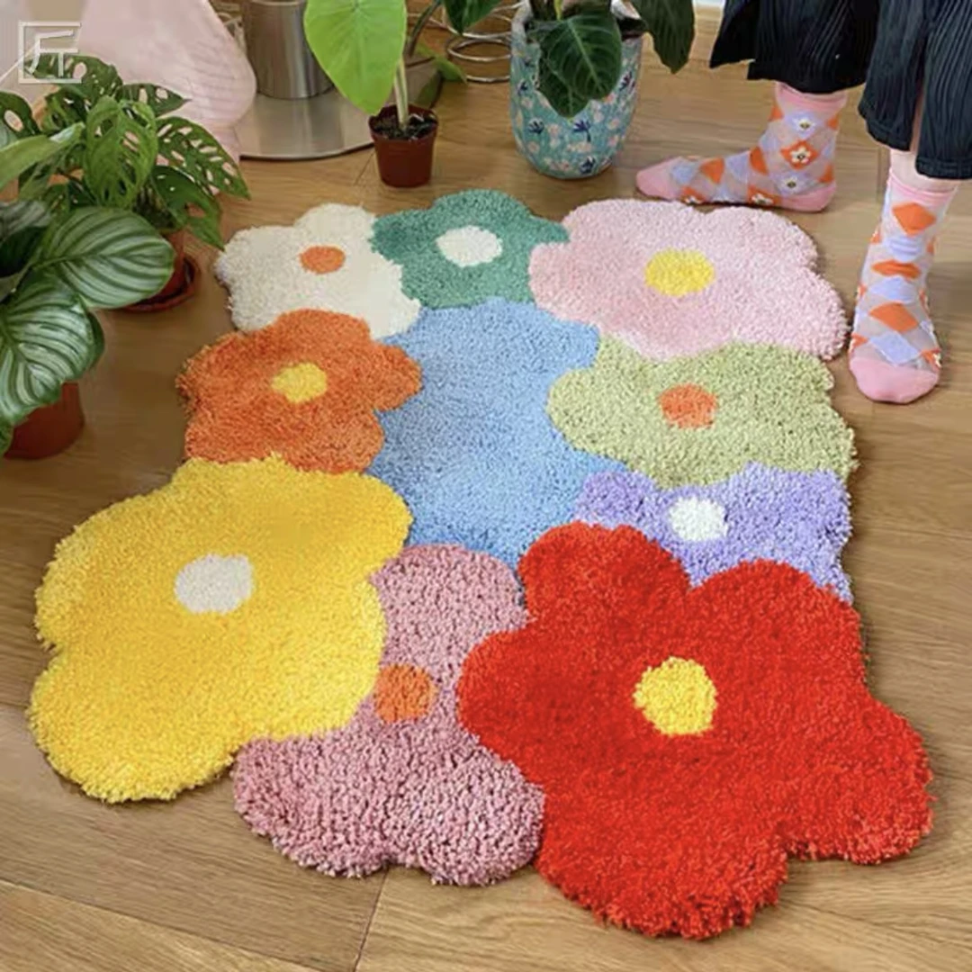 彩色花朵浴室地垫吸水防滑45*75cm