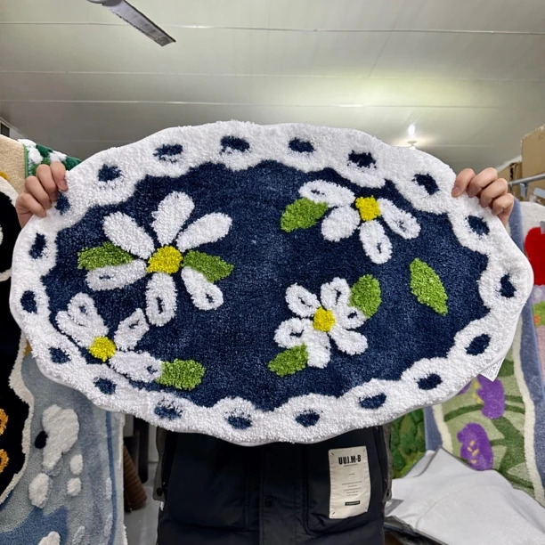 小雏菊色织提花浴室地垫50*80cm（蓝色）