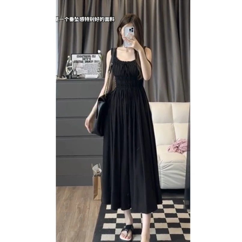 舒胡蕾 私服裙丨法式夏季小黑裙吊带裙显身材轻奢气质收腰长裙子