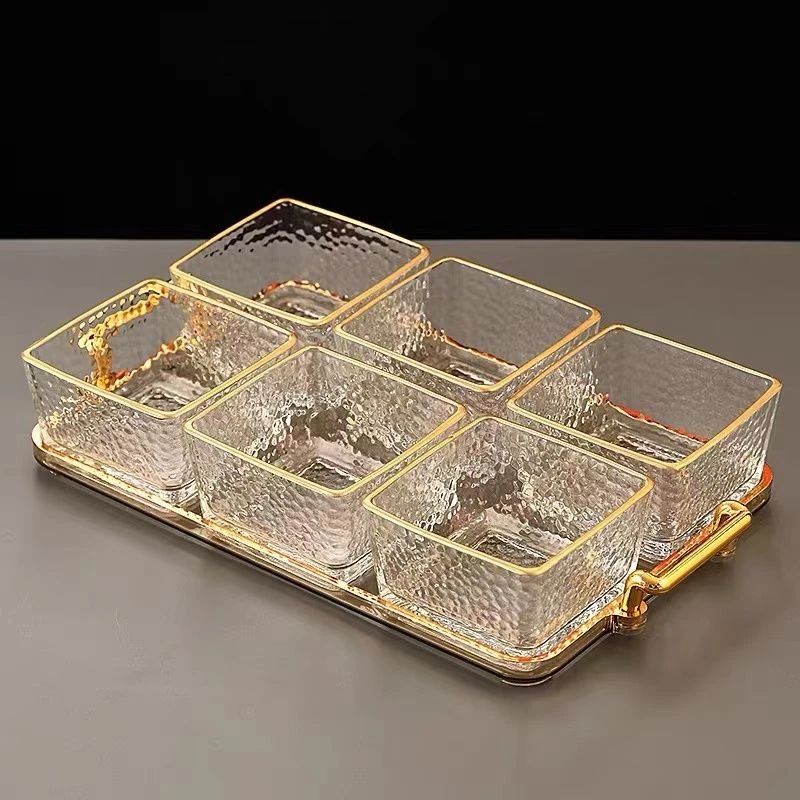 精致水果盘小吃碟网红创意分格带盖干果盒商务KTV 家用客厅点心盘