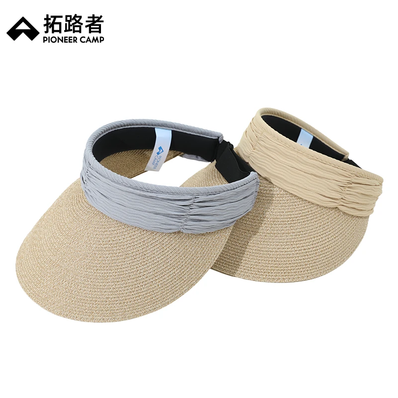 拓路者防晒帽女夏季草编空顶帽可收纳大帽檐防晒防紫外线户外出游