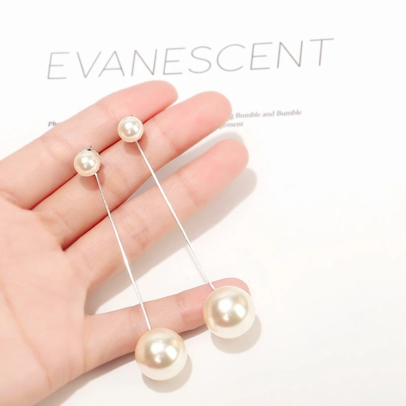 合金耳饰 【大珠小珠】个性耳环气质时尚百搭简约长款优雅超仙