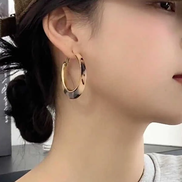 铜合金耳饰 【豹纹圈】气质时尚百搭复古欧美简约个性冷淡风圈圈