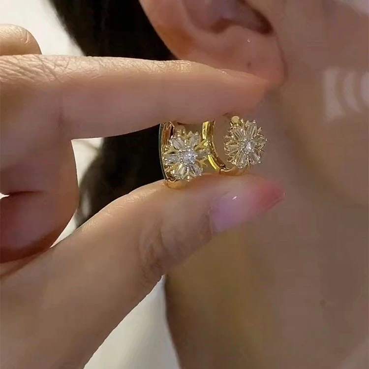 合金耳饰 【小众雪花耳扣】百搭时尚饰品耳钉轻奢潮流耳钉