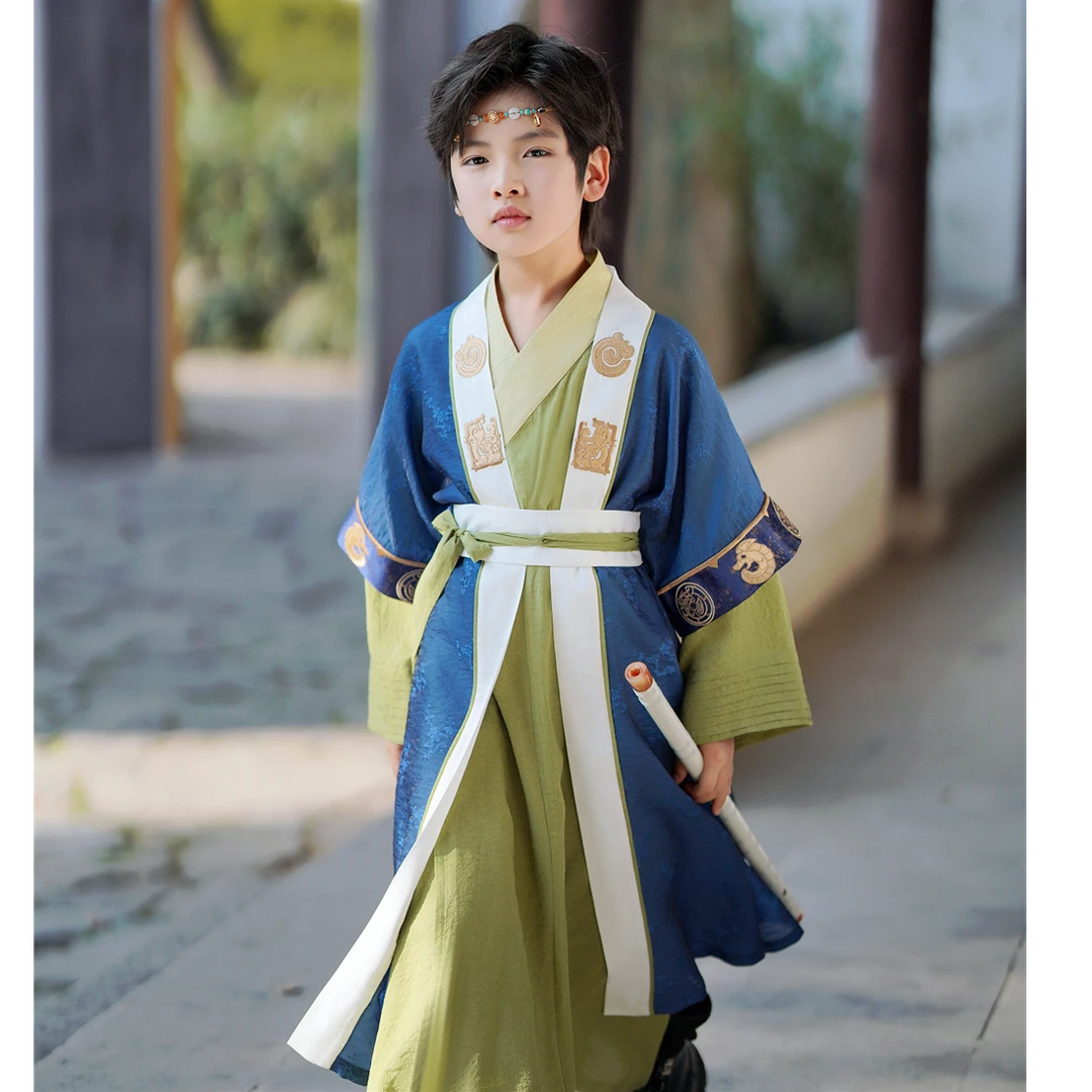 锦仙谣原创儿童宋制汉服男童两件套表演服男孩中国风古装春秋