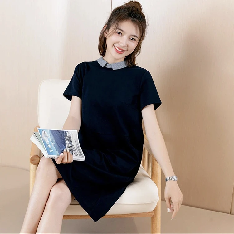 YUN夏季气质显瘦韩版中长款百搭遮肚连衣裙时尚休闲裙子2812