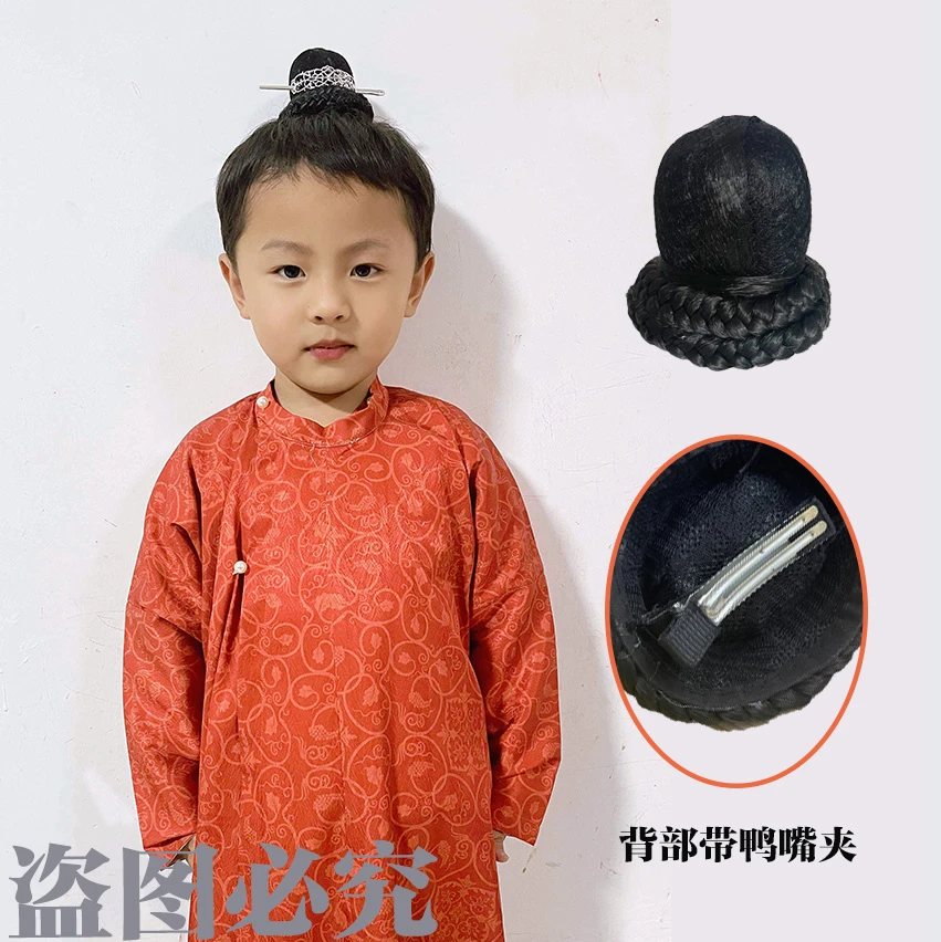发箍款男童古风假发包演出朗诵小号假发女童古装拍摄拆卸发饰道具
