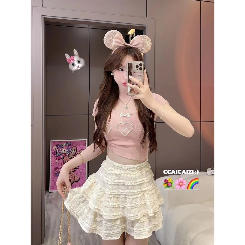 【no退no换】CCA056 【小公举】芭蕾风甜美减龄松紧腰蓬蓬蛋糕裙 带安