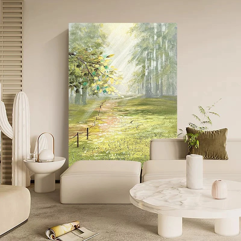 手绘油画前途光明客厅沙发背景墙装饰画餐厅进门玄关抽象风景挂画