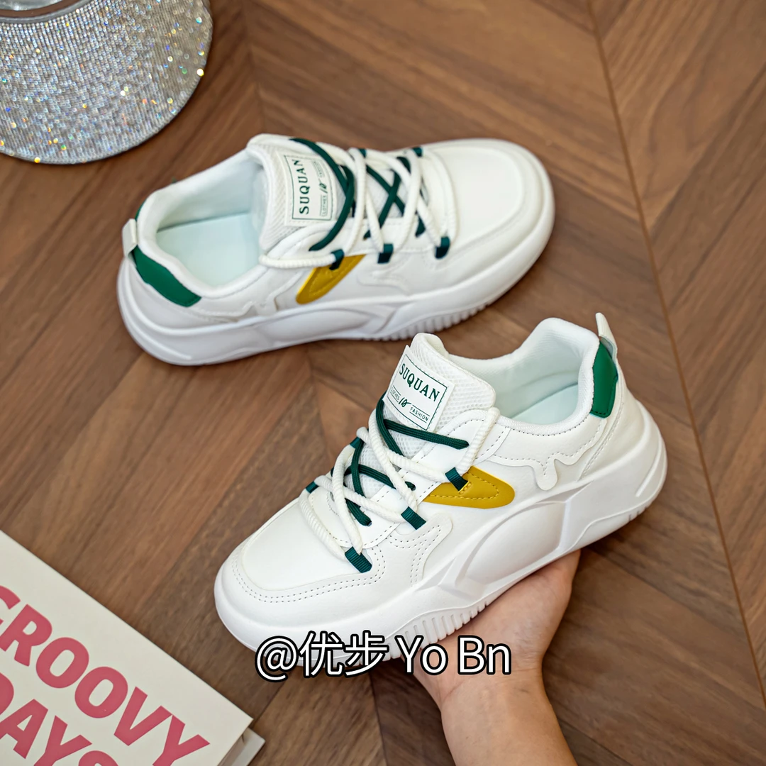 YOBN2023秋季小白鞋韩版女学生增高运动板鞋潮休闲街拍K8636