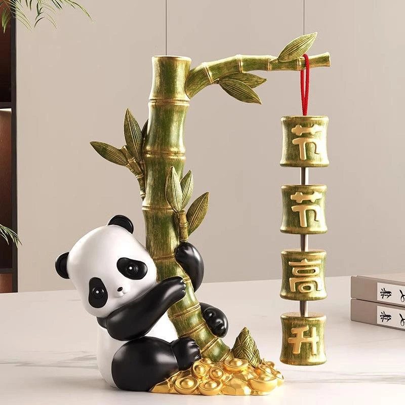 熊猫节节高升玄关摆件毕业季礼物办公桌家居客厅电视柜乔迁装饰品