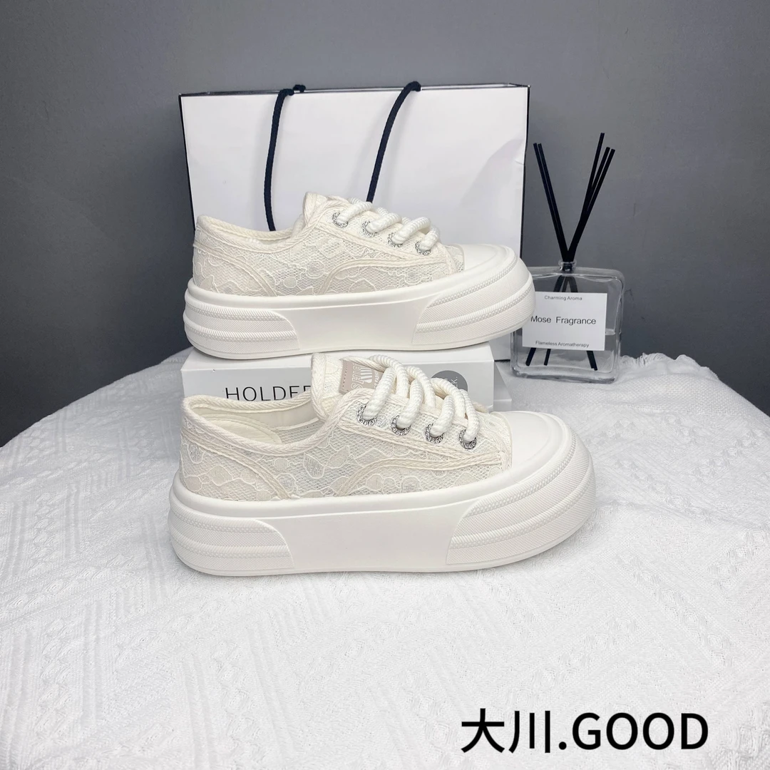 【繁星】小白鞋女2024新春季松糕配裙子休闲网面百搭帆布鞋350X1
