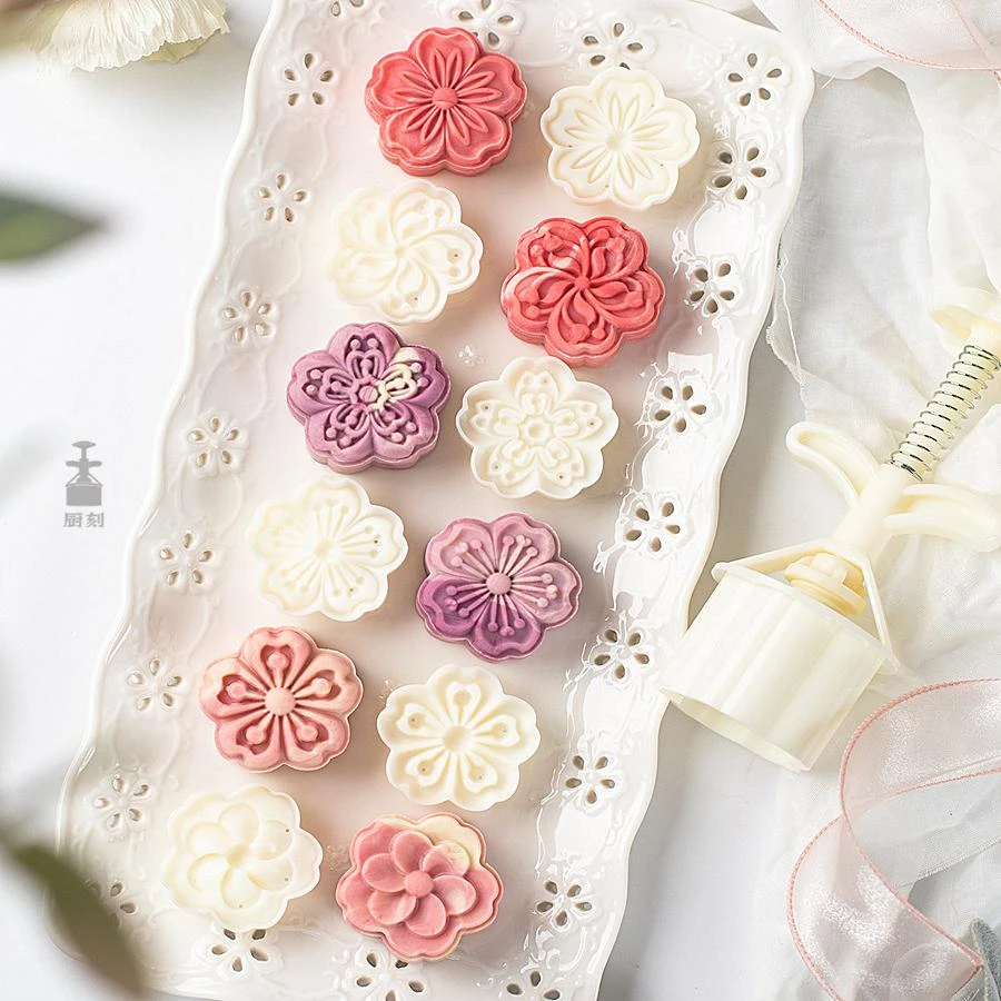 三木原创|25g50克75g樱花形糕点模 食品级手压式月饼模具绿豆糕