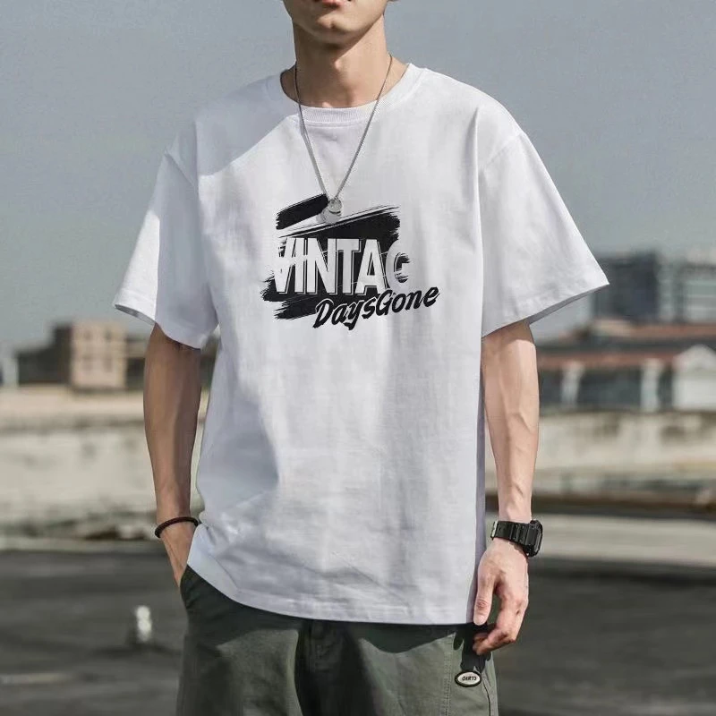【NT印花】高品质男士纯棉圆领潮牌百搭时尚短袖宽松港风ins半袖