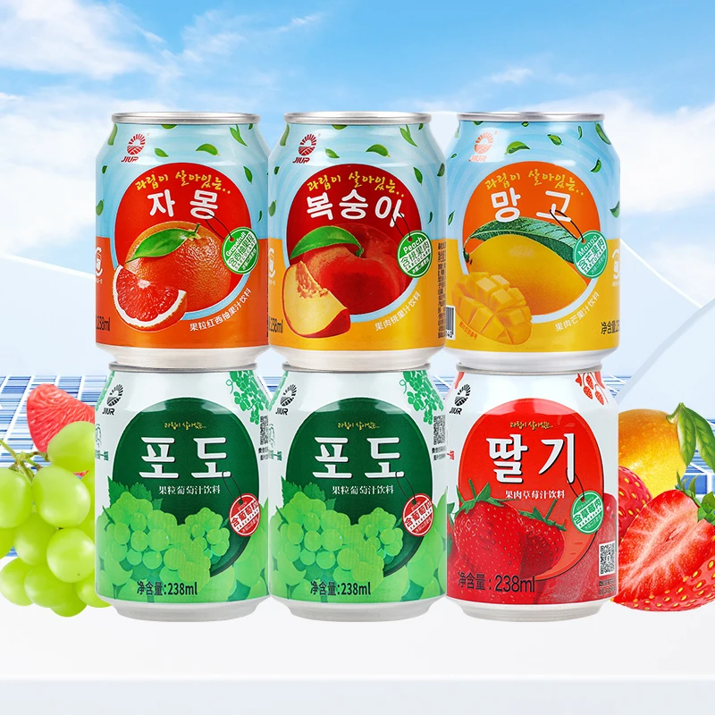 九日果肉果粒果汁饮料葡萄草莓西柚桃子解暑多口味238ml*6罐装