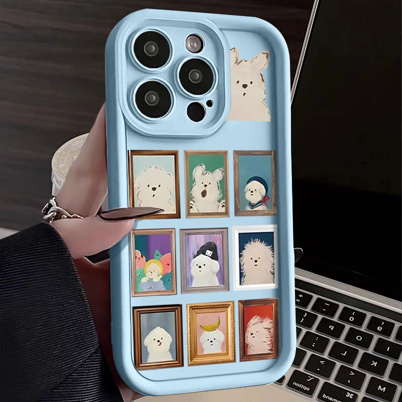 潦草小狗适用于iphone16苹果手机壳15promax金刚砂14软13全包1211