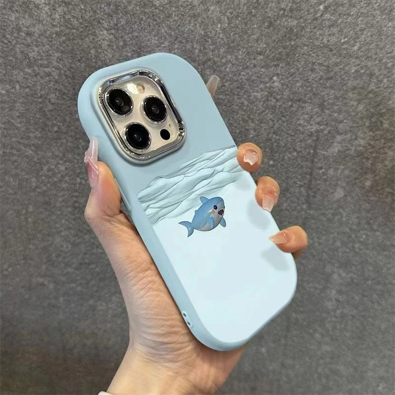 鲨鱼出没苹果15promax手机壳个性硅胶iPhone14 13 12 11全包X新款