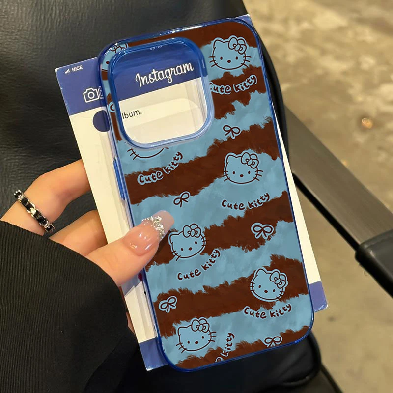 kitty蓝条纹适用iphone16/15p/14promax苹果11手机壳13软胶12卡通