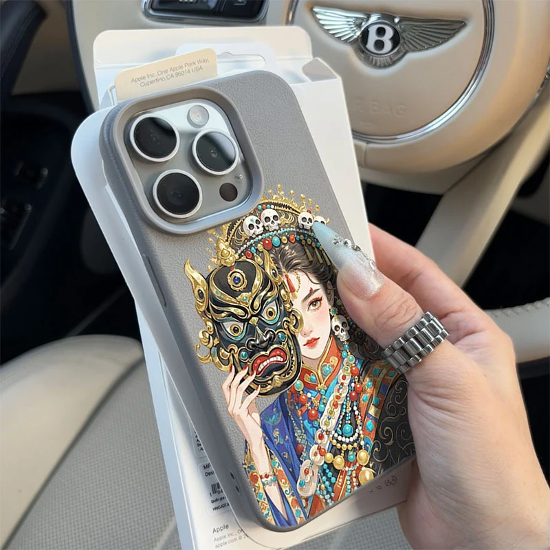 女财神扎基拉姆适用苹果16p/15手机壳iPhone14promax13荔枝纹12软