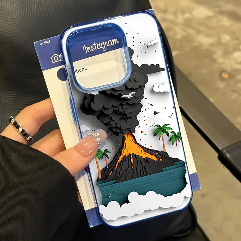 火山大爆发适用iphone16/15p/14promax苹果11手机壳13软胶12卡通8