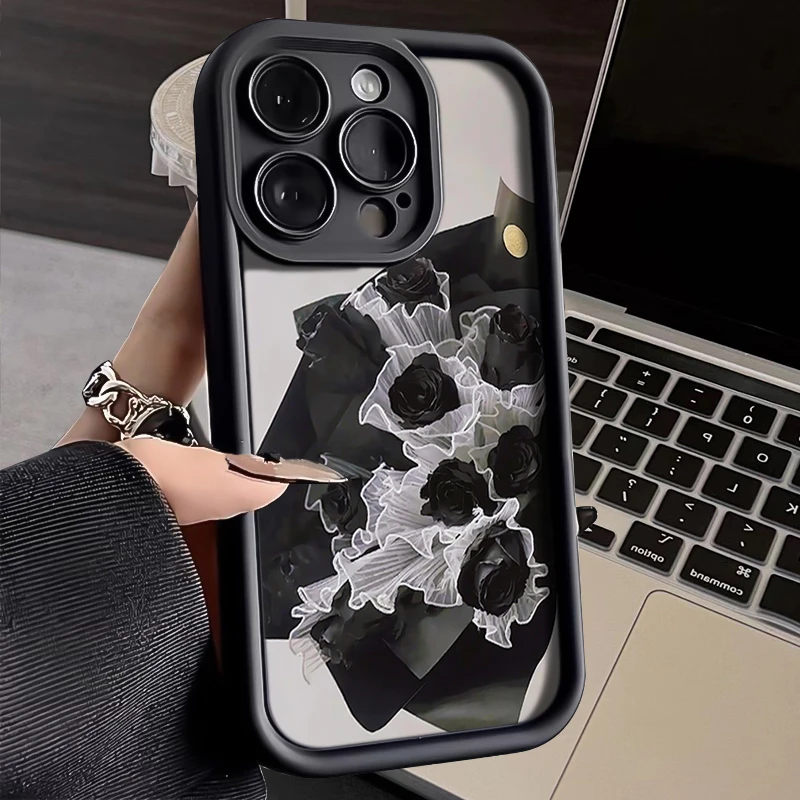 暗黑玫瑰iphone15PRO苹果手机壳14promax硅胶13高级12/11/XSXR78P