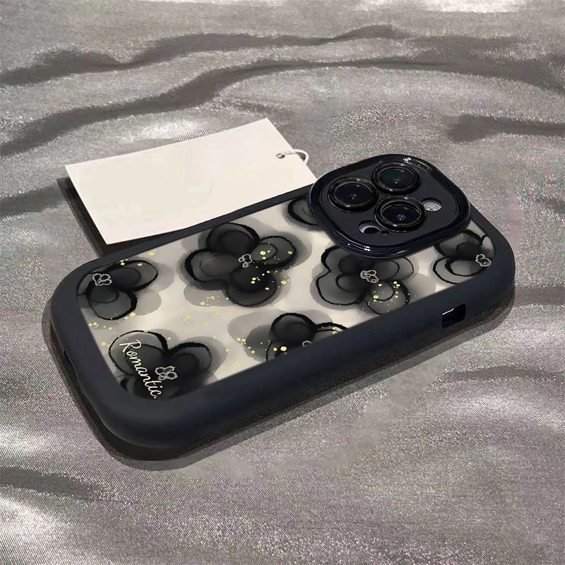 浪漫黑玫瑰苹果14promax手机壳iphone15全包11硅胶13pro高级12p软