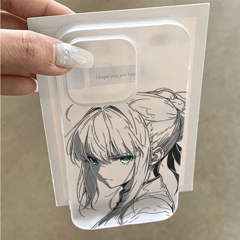 线稿SABER适用iphone16promax苹果15手机壳14PLUS软13幻影12防摔